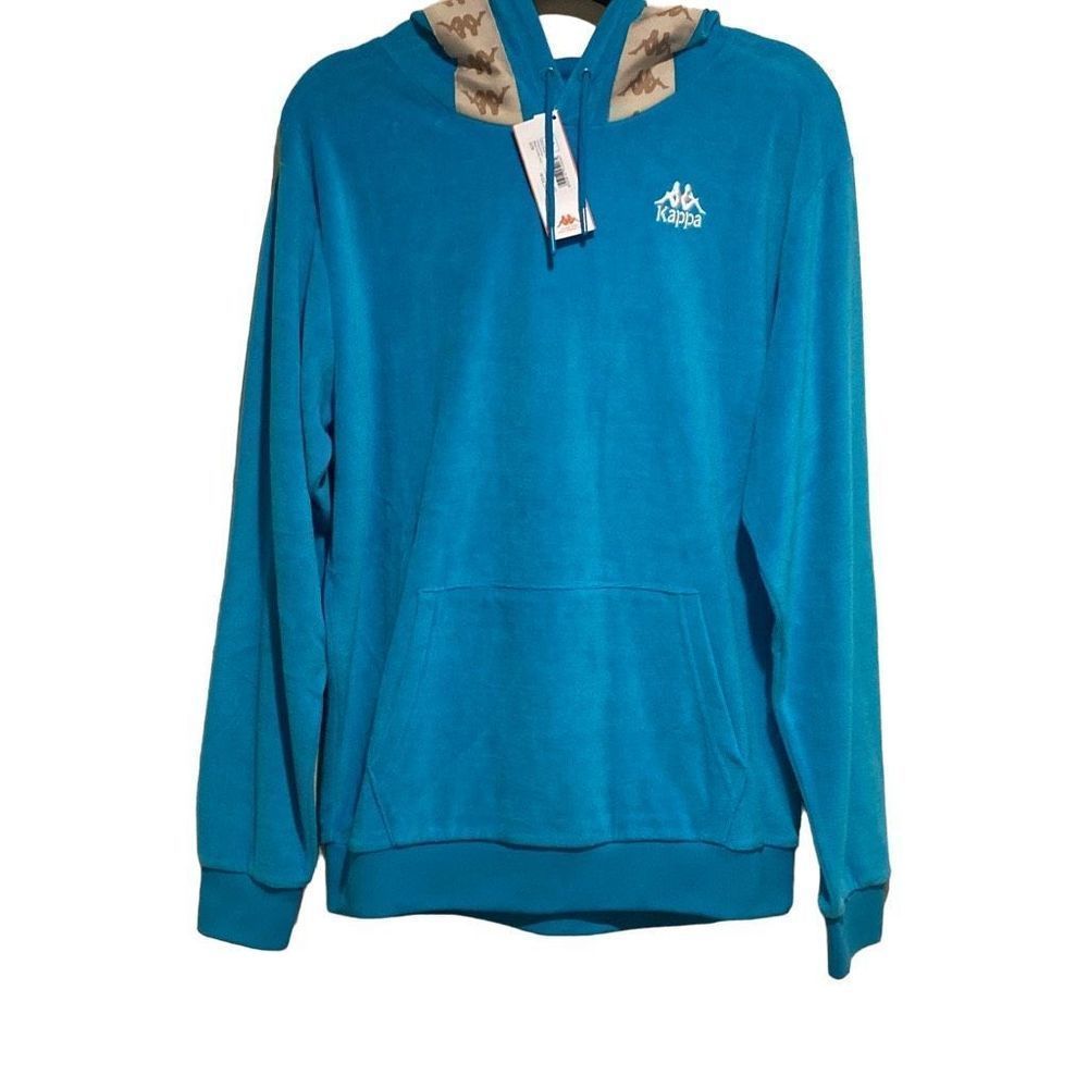 Kappa 222 Banda Laredo 2 Velour Hoodie in Peacock Almond Beige